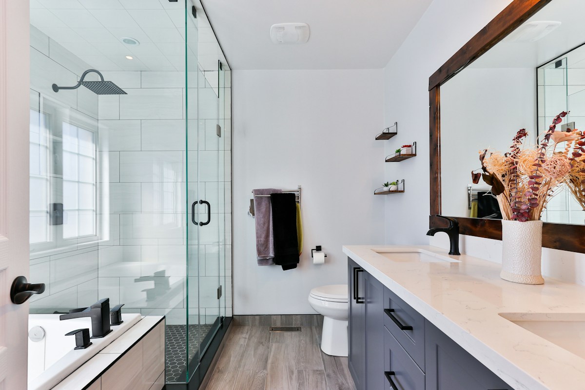 Modern comfortable bathroom renovation with custom fittings